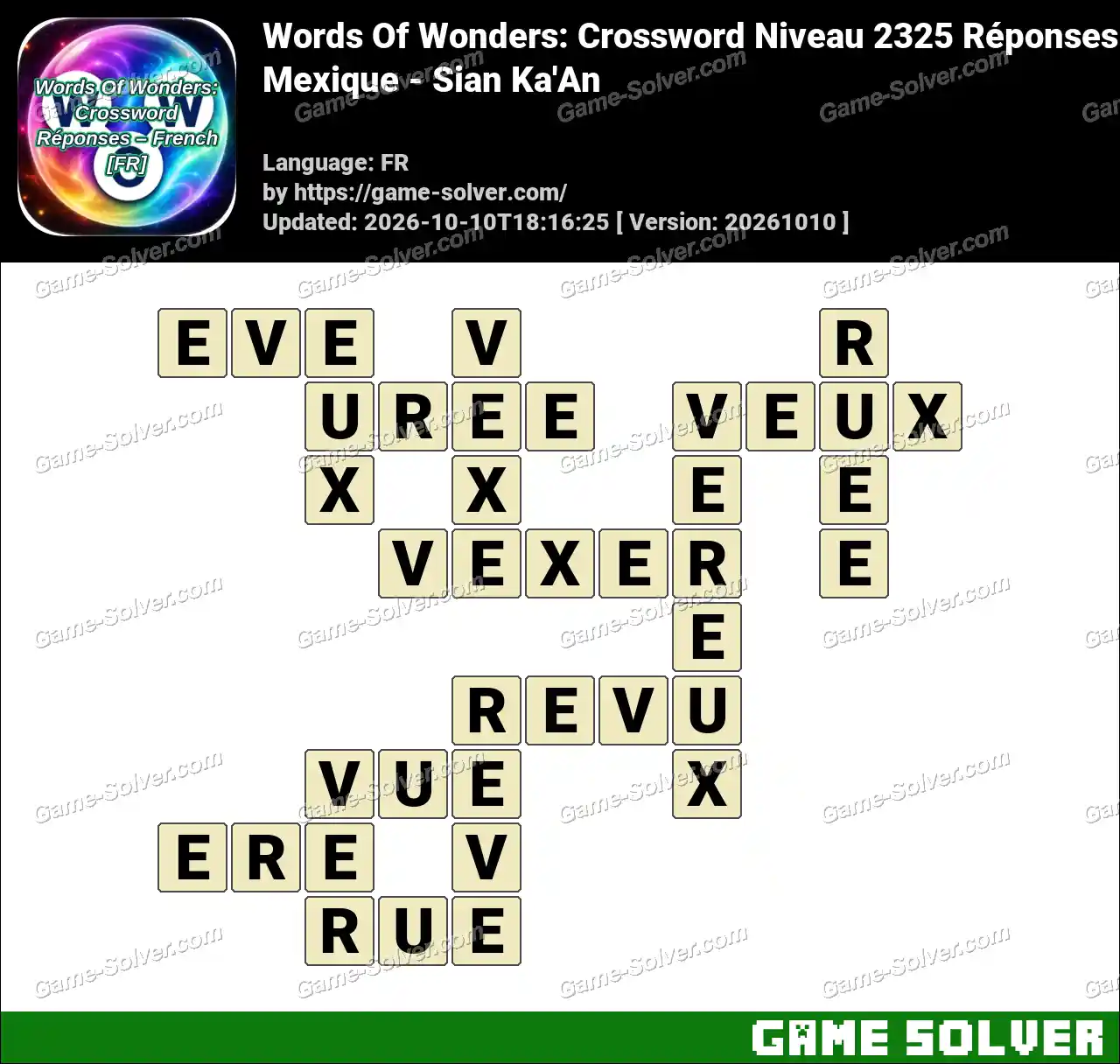 Words Of Wonders: Crossword Niveau 2325 Réponses – Mexique – Sian Ka’An